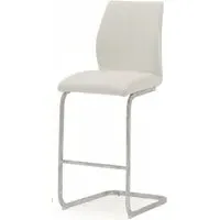 Elis Bar Stool - White, Faux Leather