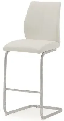 Elis Bar Stool - White, Faux Leather