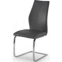 Elis Dining Chair Set of 2 - Grey, Faux Leather