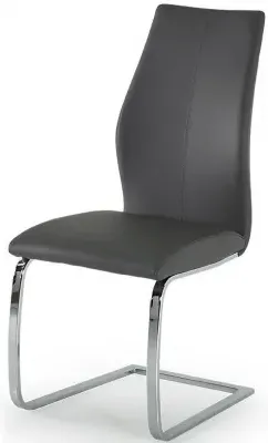 Elis Dining Chair Set of 2 - Grey, Faux Leather image