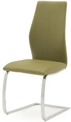 Elis Dining Chair Set of 2 - Olive, Faux Leather