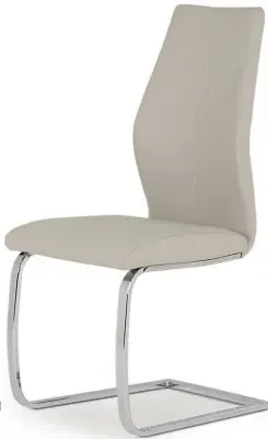 Elis Dining Chair Set of 2 - Taupe, Faux Leather