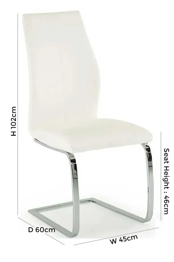Elis Dining Chair Set of 2 - White, Faux Leather