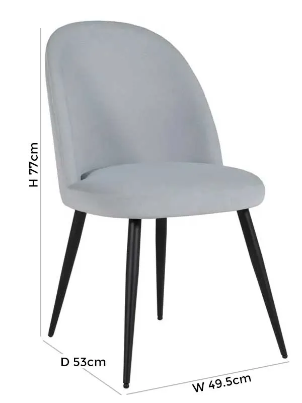 Gabi Dining Chair - Grey, Velvet