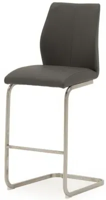 Irma Barstool Set of 2 - Grey, Faux Leather