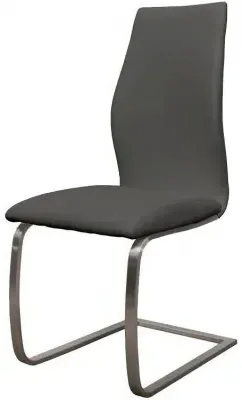 Irma Dining Chair Set of 2 - Grey, Faux Leather