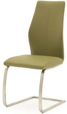 Irma Dining Chair Set of 2 - Olive, Faux Leather