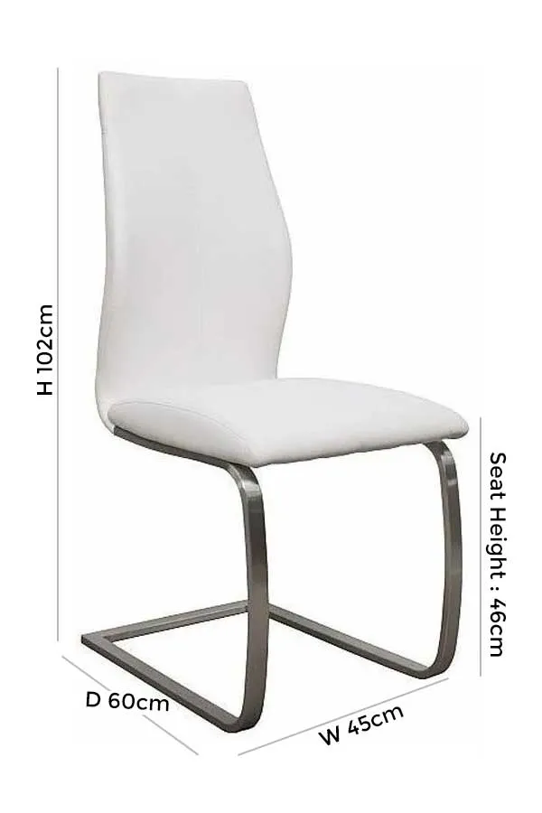 Irma Dining Chair Set of 2 - White, Faux Leather