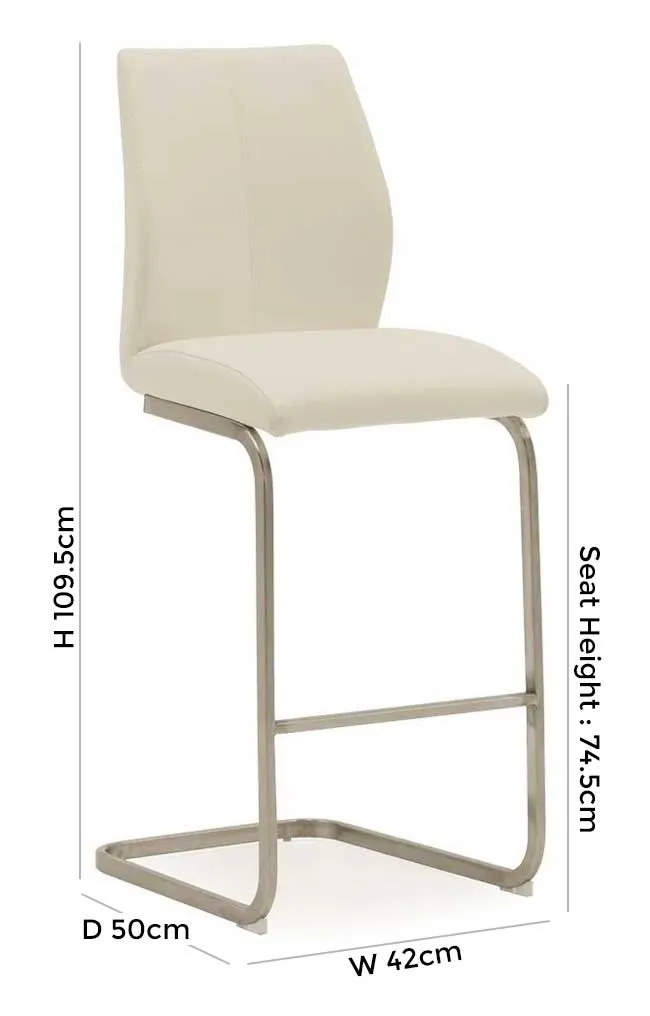 Irma Faux Leather Barstool - White, Chrome
