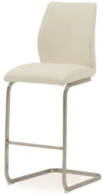 Irma Faux Leather Barstool - White, Chrome image