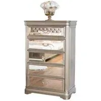 Jessica 5 Drawer Tall Chest - Champagne, Mirrored