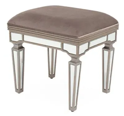 Jessica Champagne Mirrored Dressing Table Stool - Taupe image