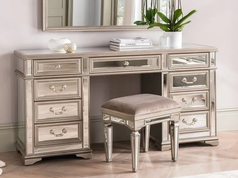 Jessica Champagne Mirrored Dressing Table - Taupe