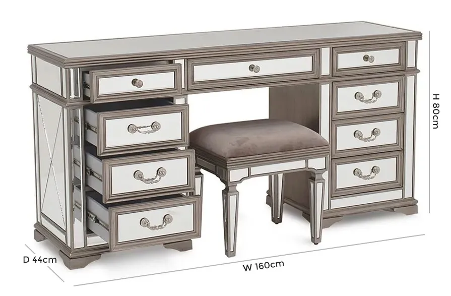 Jessica Champagne Mirrored Dressing Table - Taupe