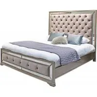 Jessica Champagne Mirrored Velvet Bed - Taupe