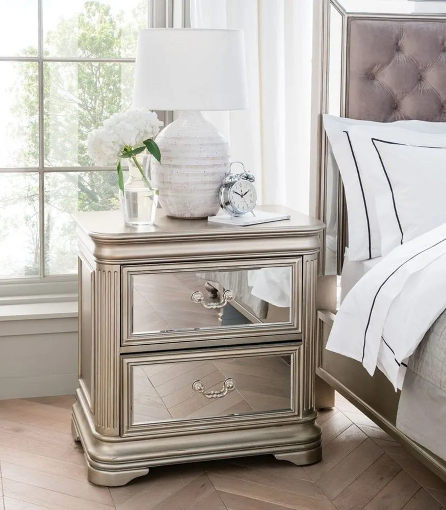 Jessica Mirrored Bedside Cabinet - Champagne