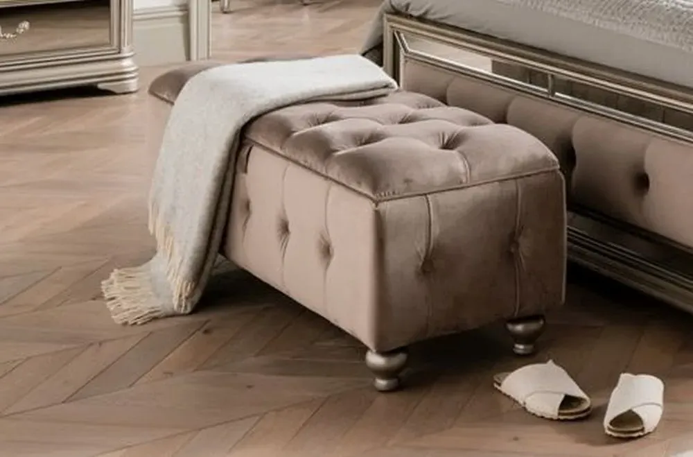 Jessica Ottoman Storage - Taupe, Velvet