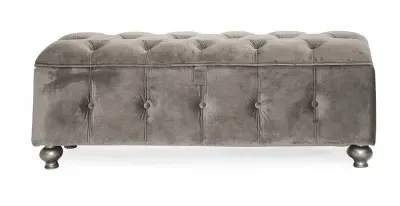 Jessica Ottoman Storage - Taupe, Velvet image