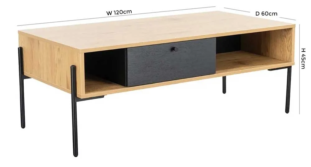 Madrid Coffee Table - Oak, Black