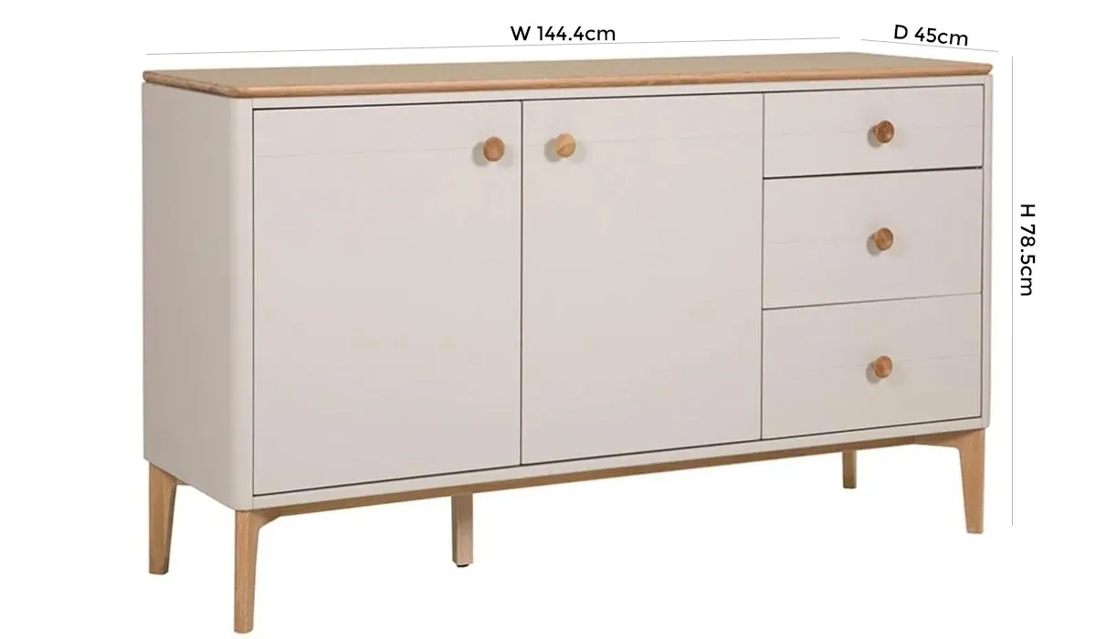 Marlow Medium Sideboard with 2 Door 3 Drawer - Cashmere Oak