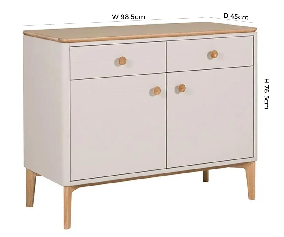 Marlow Small Sideboard with 2 Door 2 Drawer - Cashmere Oak