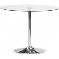 Orbit Round Dining Table - Clear Glass, Chrome