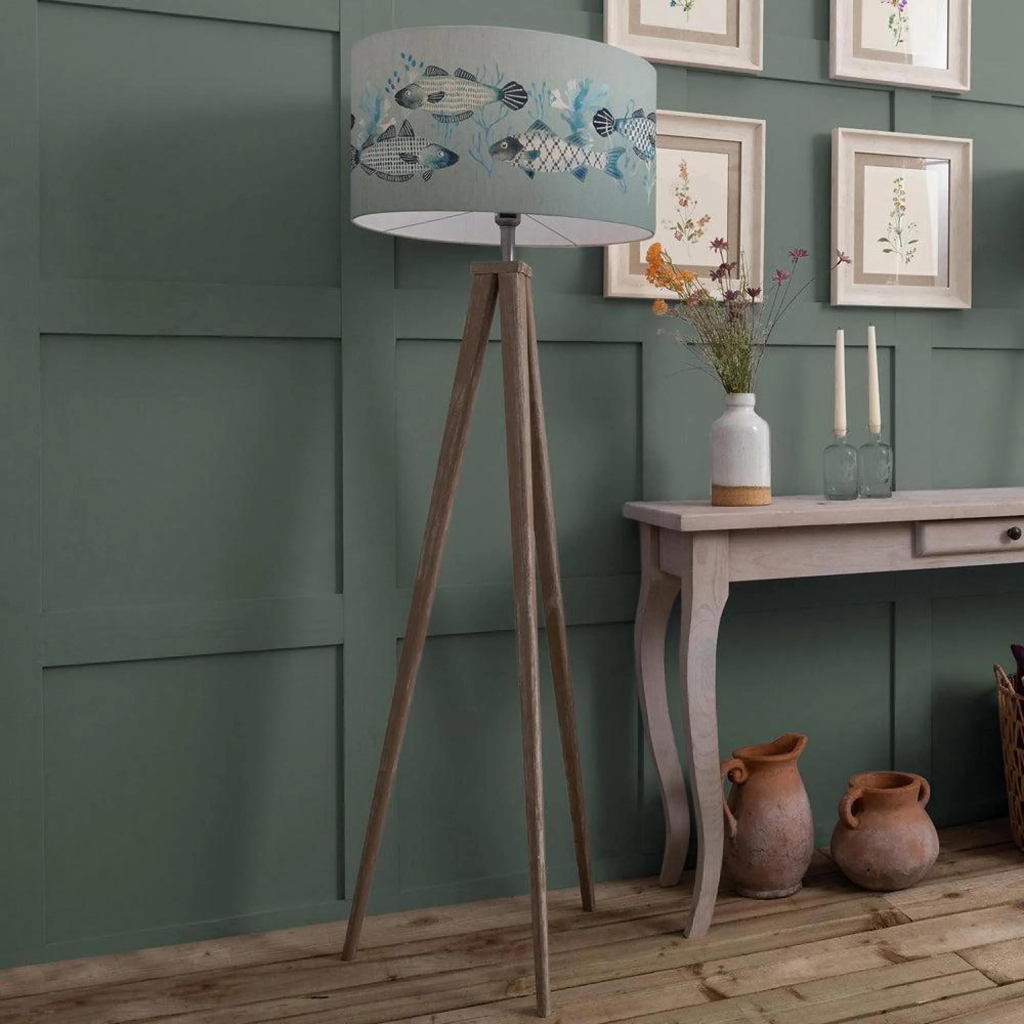 Barbeau Eva Aratus Floor Lamp - Grey, Seafoam