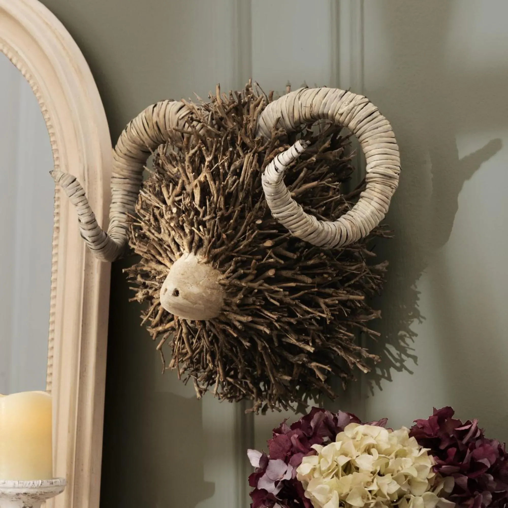 Beau Hand Crafted Ram Wooden Sculpture - Brown