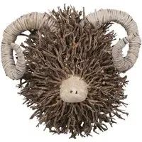 Beau Hand Crafted Ram Wooden Sculpture - Brown