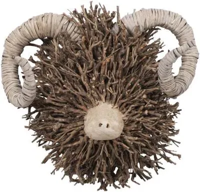 Beau Hand Crafted Ram Wooden Sculpture - Brown image