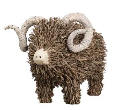 Betty Hand Crafted Ram Wooden Sculpture - Brown