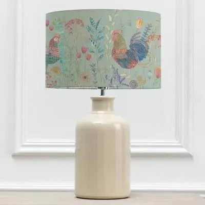 Bilbury Flock Eva Elspeth Table Lamp - Cream, Robins Egg