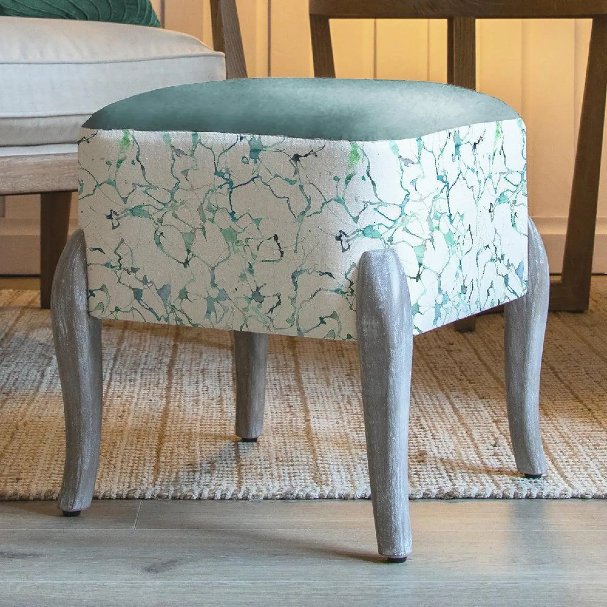 Carrara Ralf Footstool - Ocean