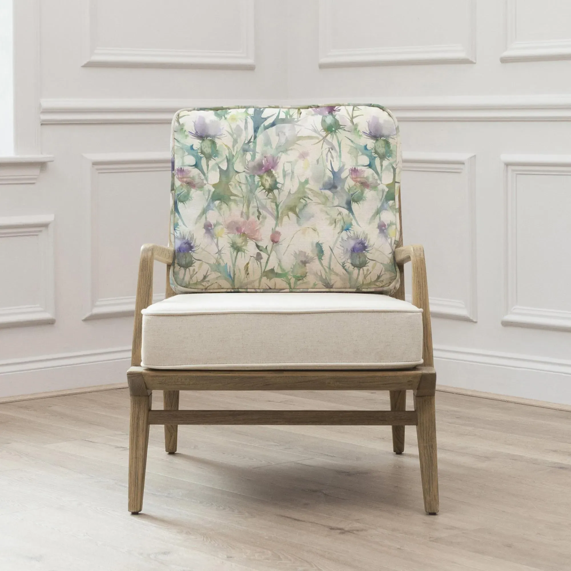 Cirsium Damson Printed Idris Armchair - Green