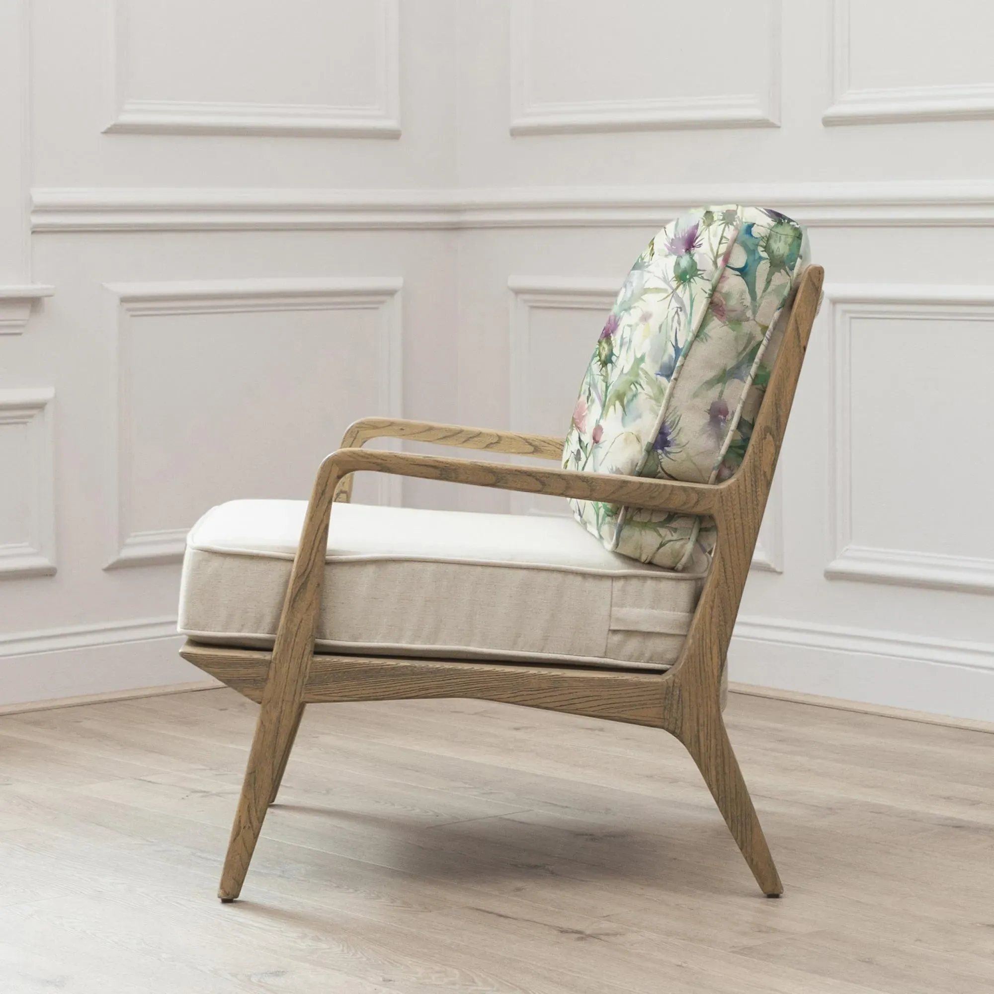 Cirsium Damson Printed Idris Armchair - Green