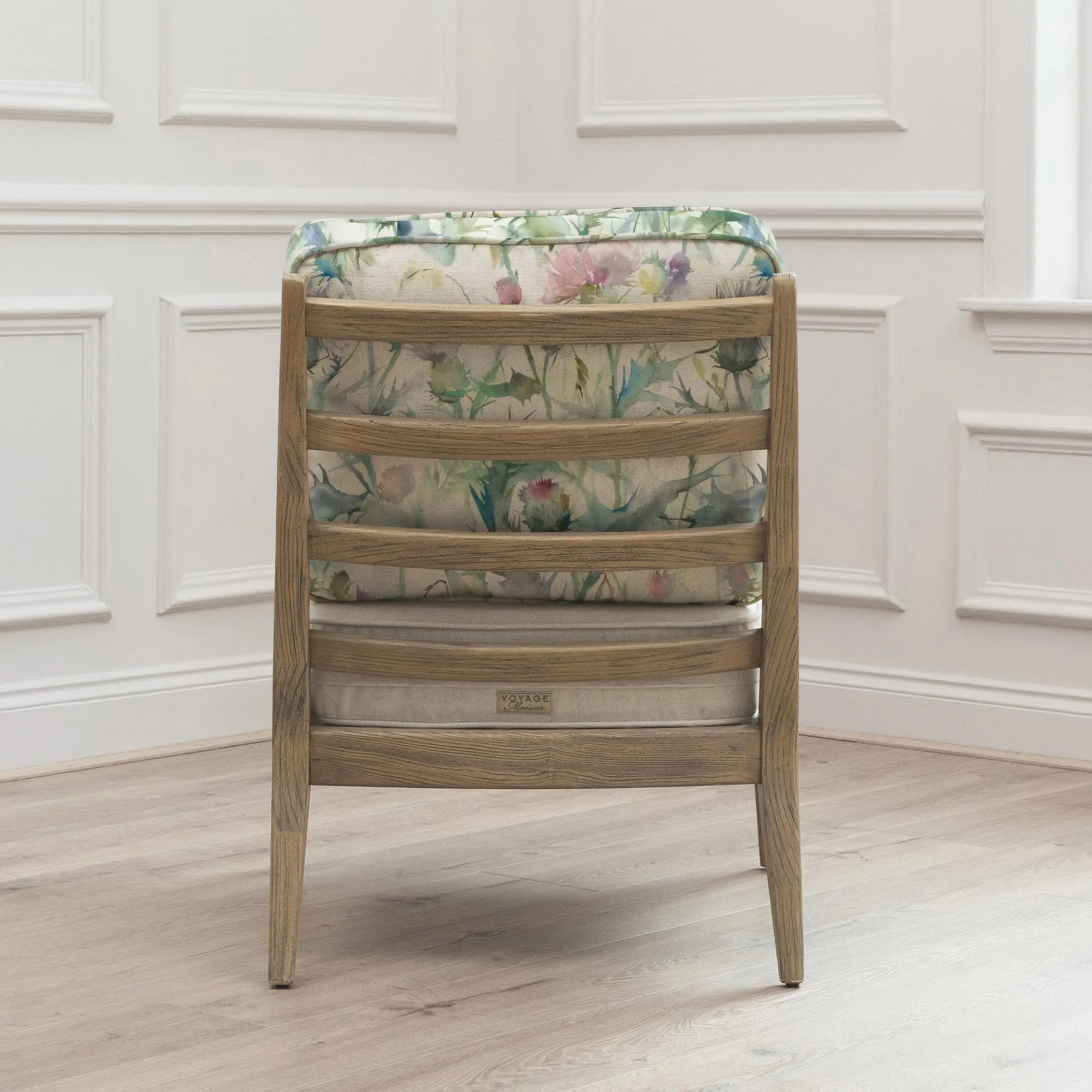 Cirsium Damson Printed Idris Armchair - Green