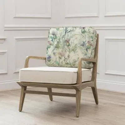 Cirsium Damson Printed Idris Armchair - Green image