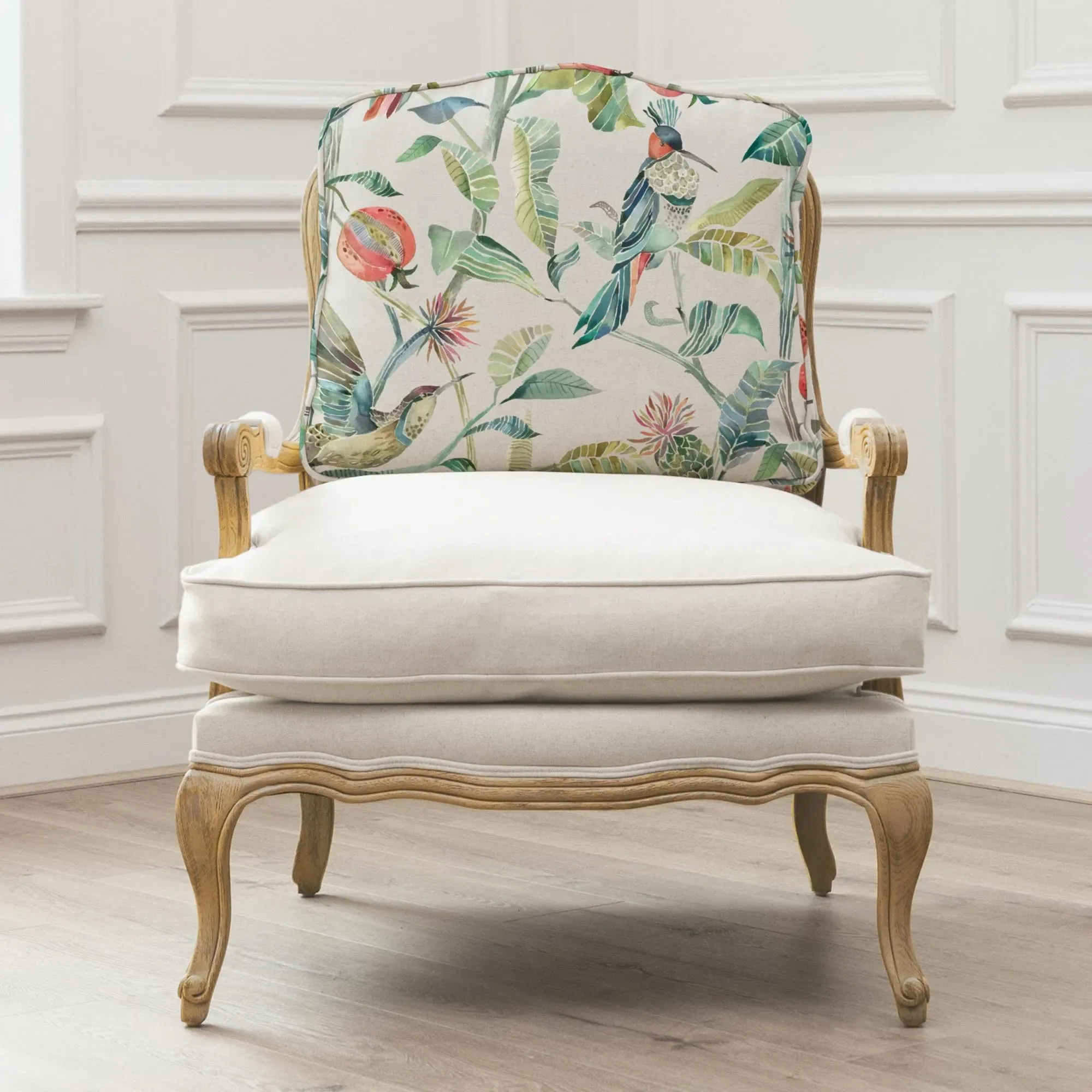 Colyford Oak and Pomegranate Florence Armchair - Blue