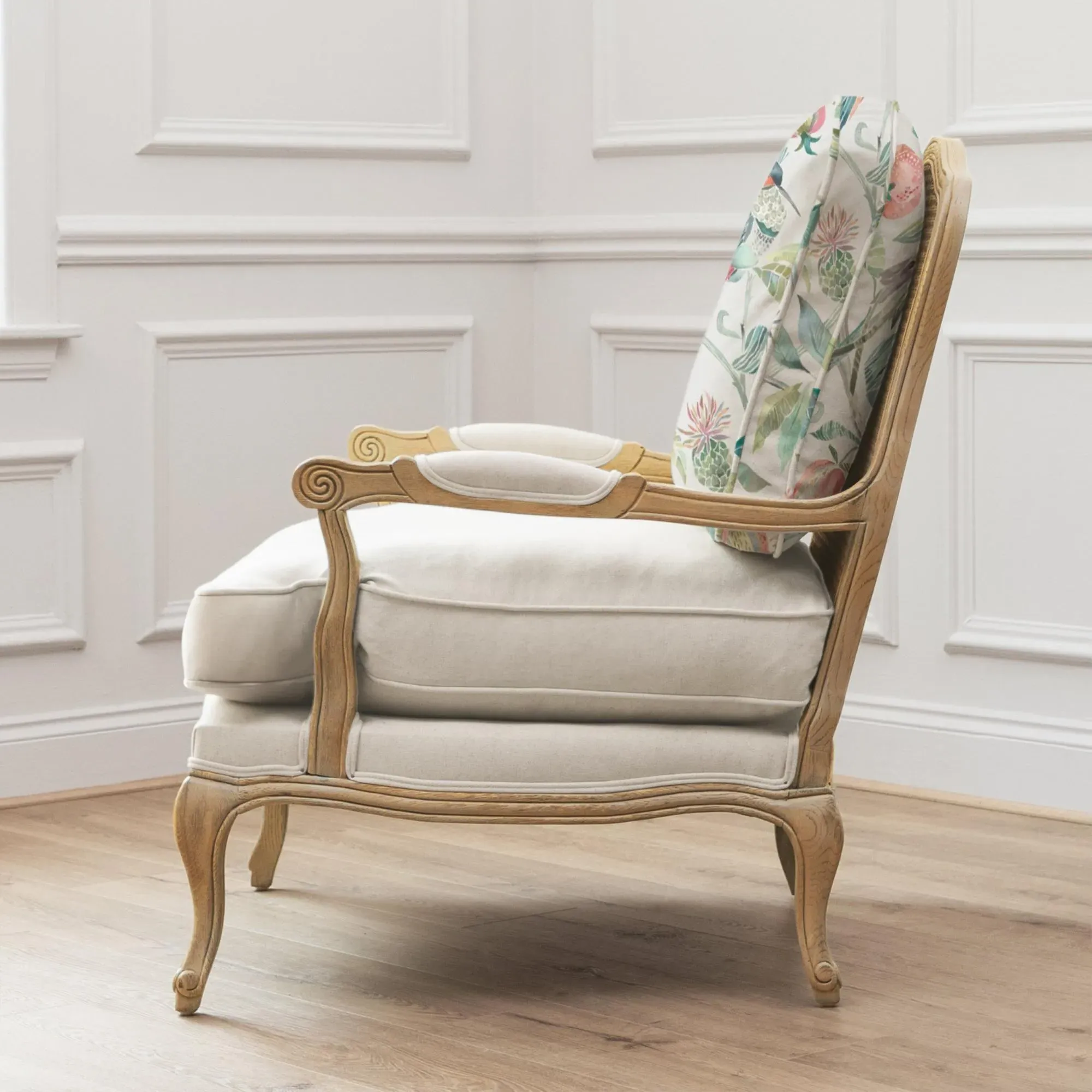 Colyford Oak and Pomegranate Florence Armchair - Blue