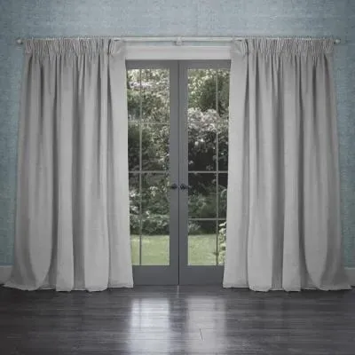 Cube Pencil Pleat Curtains - Aluminium, Velvet image
