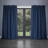 Cube Pencil Pleat Curtains - Bluebell, Velvet