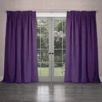 Cube Pencil Pleat Curtains - Plum, Velvet