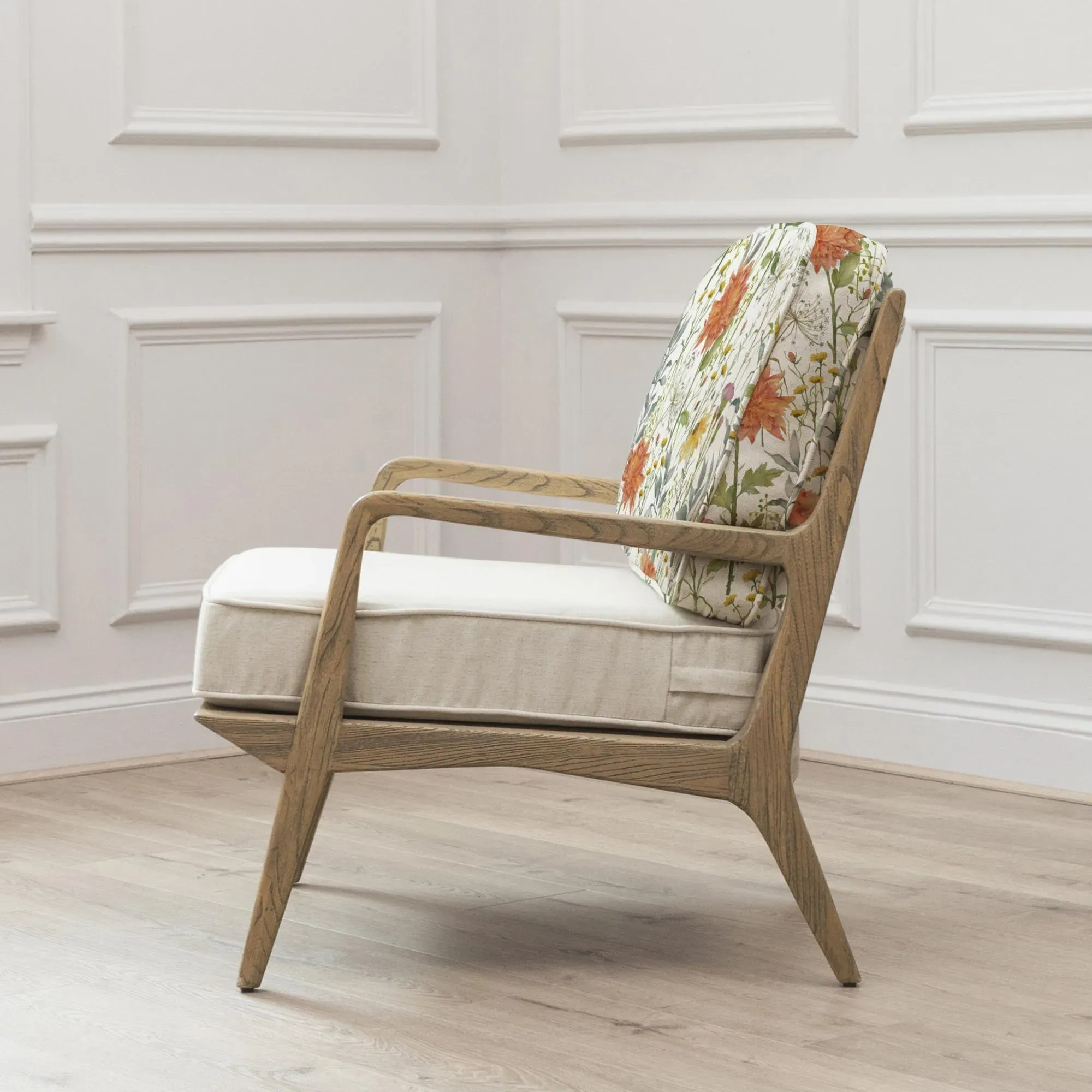 Delamere Linen Printed Idris Armchair - Orange