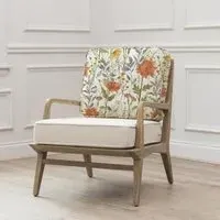 Delamere Linen Printed Idris Armchair - Orange