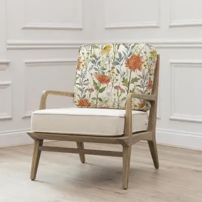 Delamere Linen Printed Idris Armchair - Orange image
