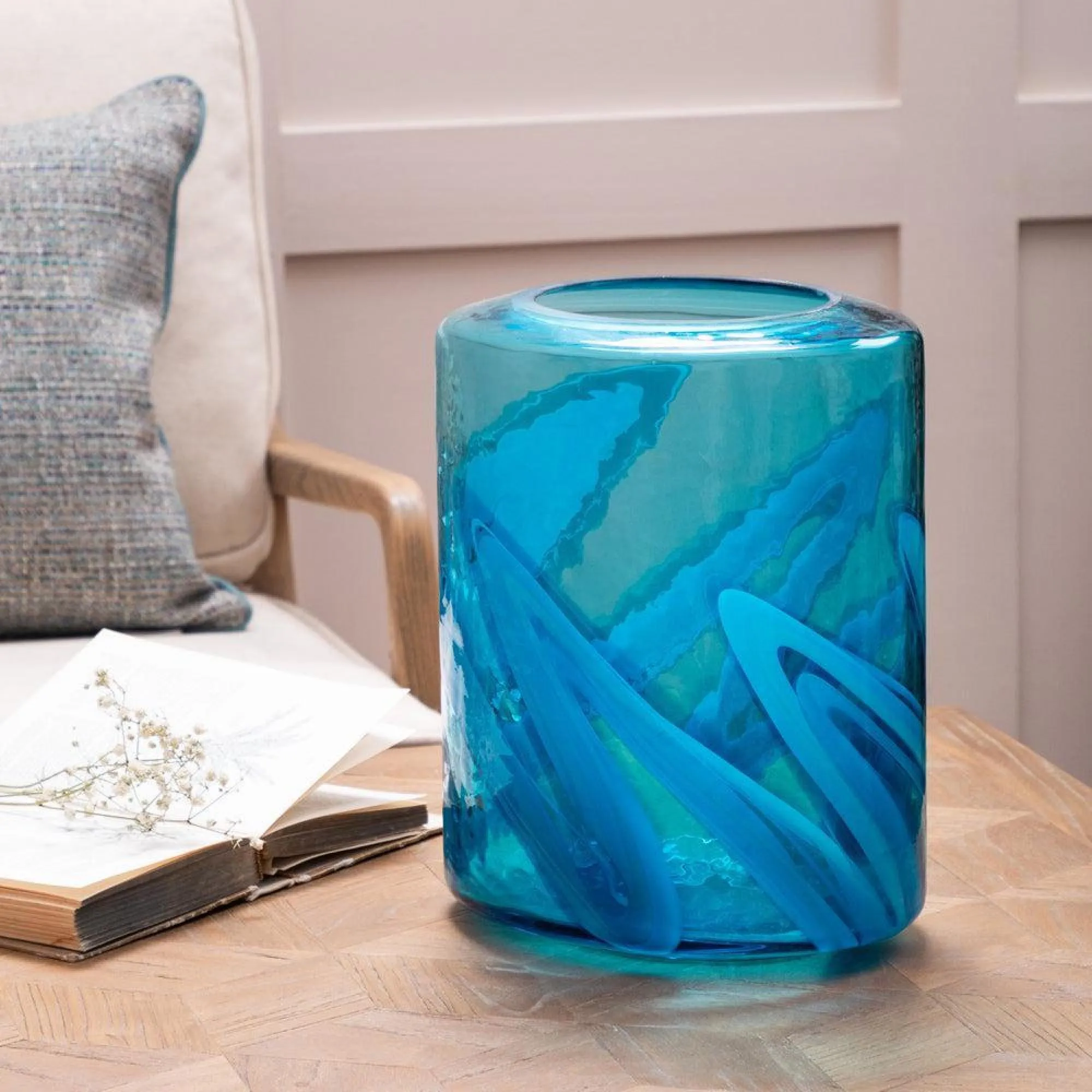Elbe Hand Blown Vase - Aqua