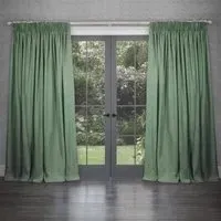 Emilio Woven Pencil Pleat Curtains - Clover