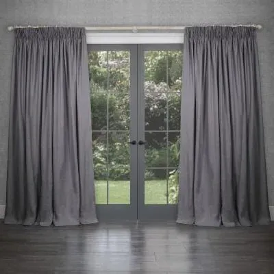 Emilio Woven Pencil Pleat Curtains - Fossil