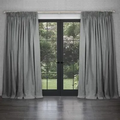 Emilio Woven Pencil Pleat Curtains - Pebble