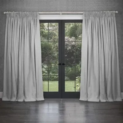 Emilio Woven Pencil Pleat Curtains - Silver